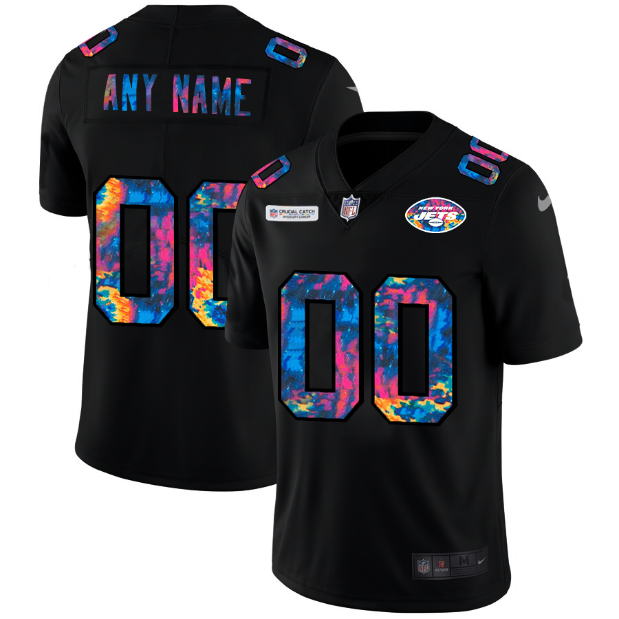 New York Jets Custom Men Nike MultiColor Black 2020 NFL Crucial Catch Vapor Untouchable Limited Jersey